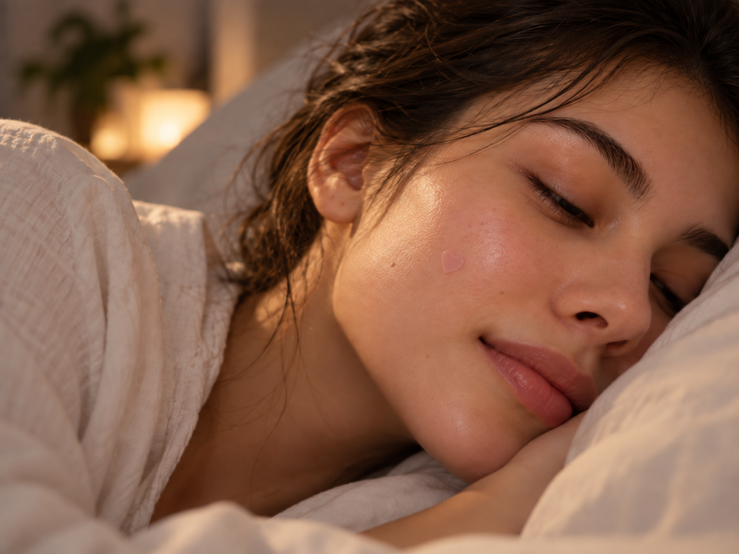 Woman resting during an evening skincare routine